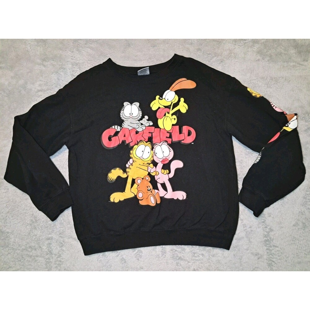 Garfield and Friends Sweatshirt Size Large (11-13) Black Character Graphic